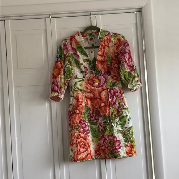 Farm Rio Vintage Floral Eyelet Mini Dress - Picture 7 of 8